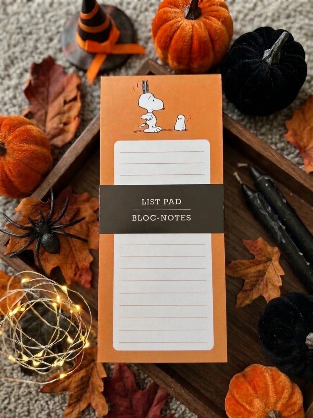 Peanuts Orange Snoopy Halloween Lined List Pad